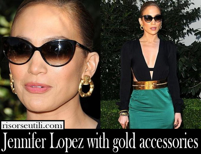 Stars celebrity news Jennifer Lopez with gold accessories