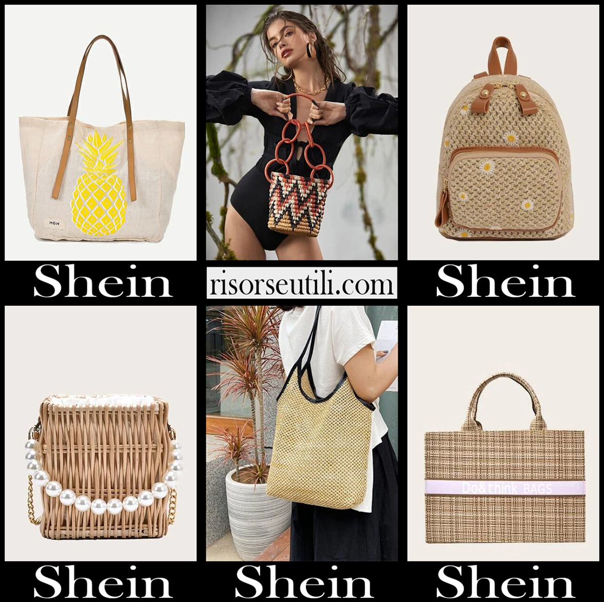 New arrivals Shein straw bags 2021 womens handbags